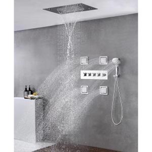 Shower Ceiling Bathroom Shower Faucet Set Luxury LED Thermostatic High Flow Rain