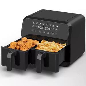 Large 9L Dual Air Fryer With 10 In 1 Touch Presets Two Zone Technology