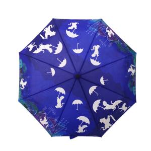 Magic Print 23 Inch Automatic Open Close Umbrella 8 Panels Black Rubber Handle