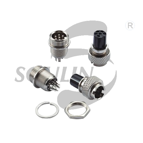 T373J M12 Aviation Plug 3 Pin Connector Black Waterproof Zinc Alloy Shell