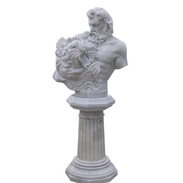 Quality Man bust statue with lion marble sculptures,China stone carving Sculpture supplier wholesale