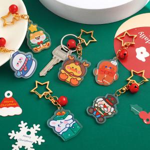 Customized Christmas Keychain with Metal Ring and Transparent Snowman Print