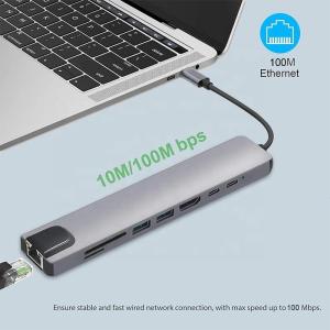Versatile 8-In-1 USB Type C Hub Multiport Adapter for Multi-Tasking and Data