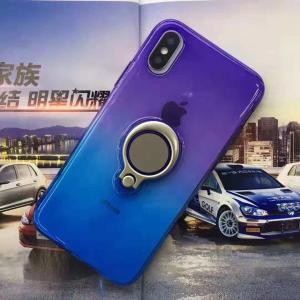 Double Color Gradient Ring Magnetic Car Mount Holder Soft TPU Case Back Cover