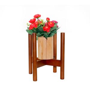 Natural Wooden Plant Stand with Walnut stained color Beech wooden Planter 8"