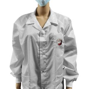 Anti Static White 5mm Grid ESD Smock For Cleanroom