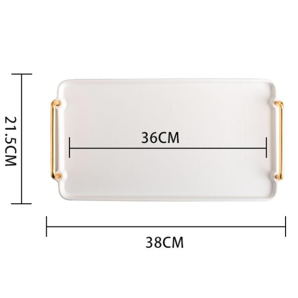 Ramadan Ceramic Tray With Gold Rim Handles Handpainted Eid Al Fitr Porcelain Plate