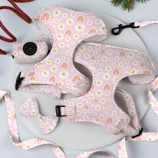 Quality Custom Personalized Green Avocado Pattern Adjustable Outdoor Pet Dog Harness with Polyester Material and Customized Logo wholesale