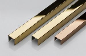 Cheap Decorative Brushed Stainless Steel Tile Trim U Shape Square Wall Panel Gold Metal Tube Edge Profiles for sale