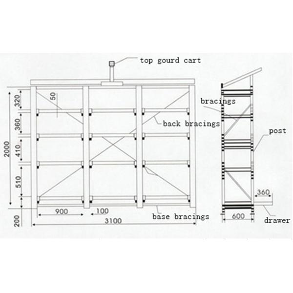 Warehouse Mould Storage Racks 4 Drawers Crane 1000kg / Drawer Loading