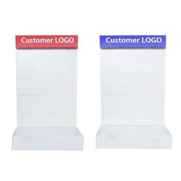 Supermarket Juice Drinks Display Shelves With Holes In The Back Panels Of