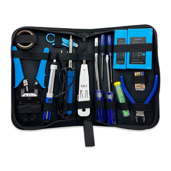 Quality Kico 15 pcs network cable tester tool kit RJ45 network lan cable tool kit bag wholesale