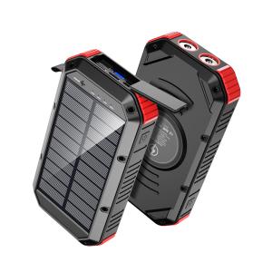 30000mA Solar Wireless Power Bank With LED Camping Light Multi Charge Protocols