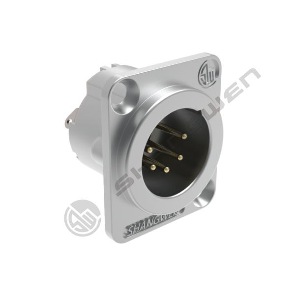 Indoor IP40 Shell Gold Conductor Microphone Audio Cable Plug 5-Pin XLR Female Male Cable Black Silver for Audio Video