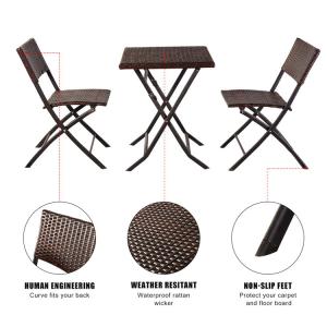 Outdoor Banquet Events Folding PE Rattan Wicker Dining Coffee Chair with Custom