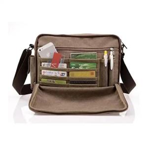 Portable Canvas Offset Print Crossbody Messenger Bag Women'S 13.8 X 4 X 10.8