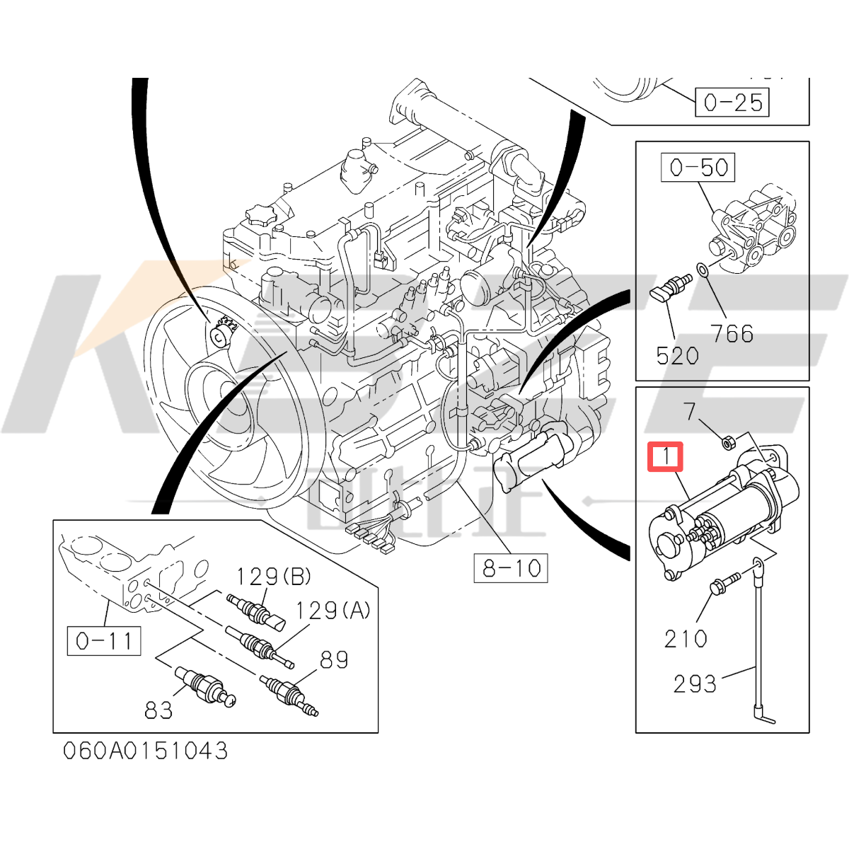 KBZE 8-98001915-0 ISUZU 4HK1 ENGINE 8-98070321-1 8-98054063-0 STARTER MOTOR 24V 13T 5.0KW FOR HITACHI ZX190 ZX210 ZX240 ZX280 ZX360