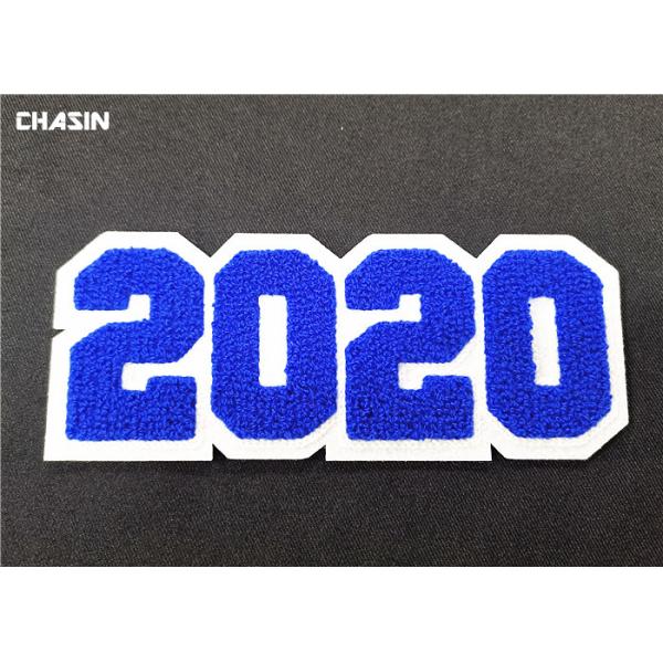 Quality 3D Custom Sew On Letterman Patches / 2020 Number Chenille Back Patches wholesale
