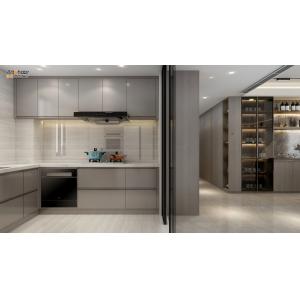 Modern Stylish Grey White Color Kitchen Cabinet With Matt Finish And Wall Hang