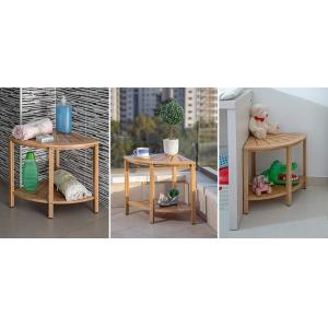 Versatile Indoor Outdoor Freestanding 2-Tier Bamboo Corner Shower Bench with