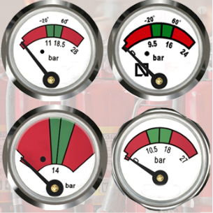 Back Mounting Fire Extinguisher Manometer , Red Color Fire Pressure Gauge