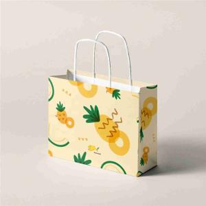 Pineapple Printing Paper Craft Kraft Bags Bulk Tote