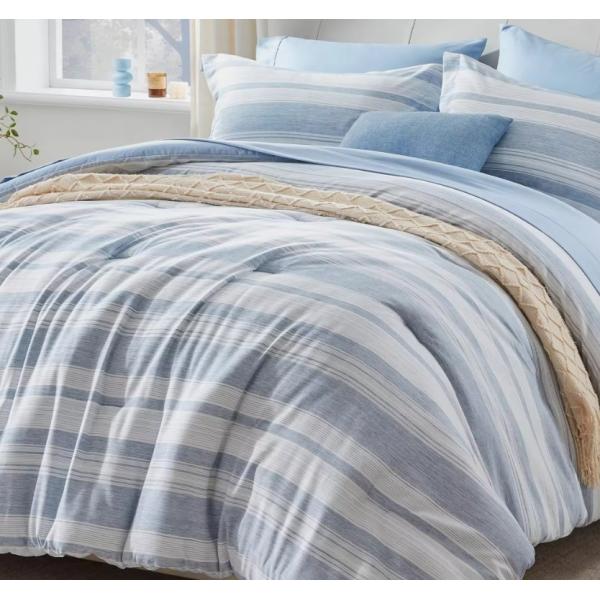 Customized Cationic Washable Printed Duvet Comforter Blue Stripe Washable