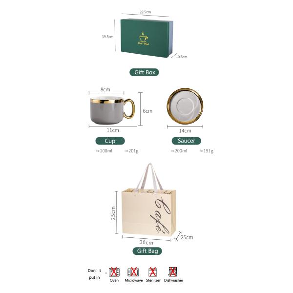 Classic Porcelain Cup And Saucer Set Coffee Tea Cup With Plate Father'S Day Gift Ideas