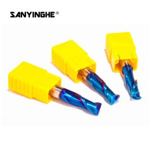 2 Flutes 3mm Flattened Carbide Square End Mill HRC65 Blue Nano Coating Flat