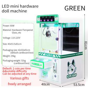 Green Coin-Operated LED Desktop Hardware Claw Arcade Machine