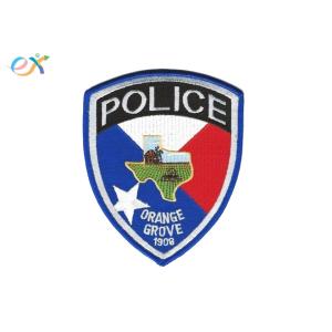 Polyester Background Fabric Police Embroidered Patch With Merrowed Edge