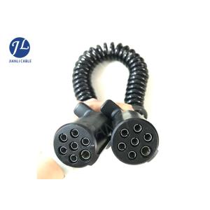 PU Jacket 7 Pin Coiled Power Cable , Truck Trailer Extension Cable With Plastic