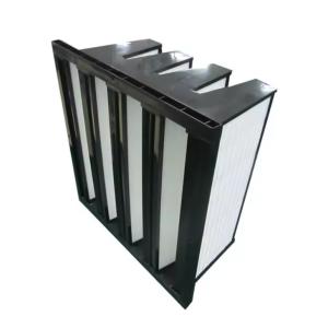 Fiberglass Cotton Synthetic Fiber V Bank Compact Cell Filter H14 Efficiency OEM