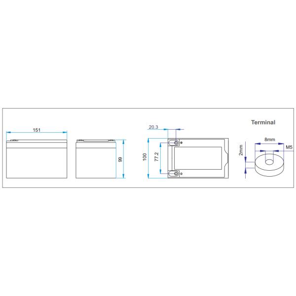 12AH VRLA Gel EV Battery Pack For Motive Power Applications 6-DZM-12