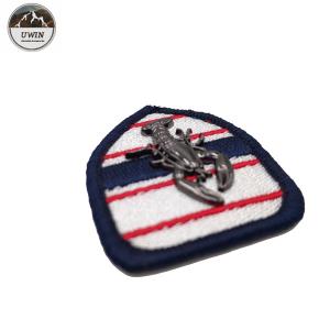Navy Style Lobster 3D Embroidery Patches Hook / Loop Backing For Uniform