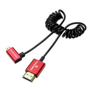 Alvin's Cables 8K 2.1 Micro HDMI Right Angle to HDMI Ultra-Thin Coiled Cable for