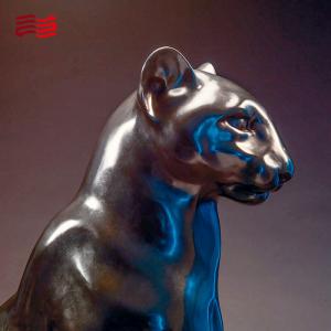 Art Decoration Life-Size Bronze Panther Sculpture with Polished Finish in Custom