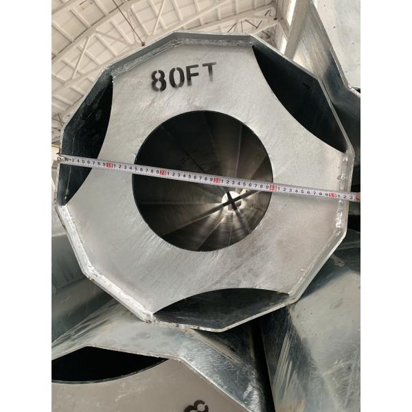 Quality 80FT Electric Power Pole Transmission Dodecagonal Galvanized Steel 5.0mm wholesale