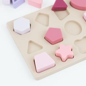 Geometric Shape Silicone Puzzle BPA Free Eco Friendly For Kids Education