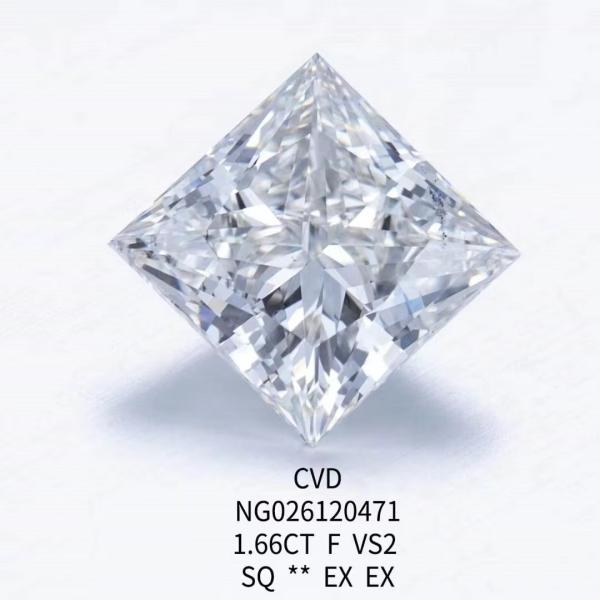 Quality IGI Certificate NGIC Lab Grown Diamond Princess Square Cut 1.66ct F VS2 Loose Hpht Cvd Diamond Moissanite wholesale