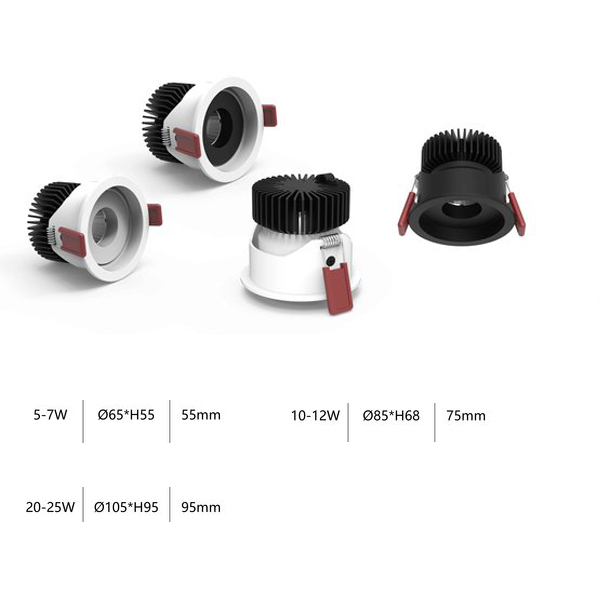 Black Recessed Anti Glare Downlight 20w 4500K CCT With Cree COB Chip