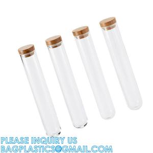 Plastic Glass Test Tubes with Cork Stoppers, Liquid Sample Vial, Leak-Proof,