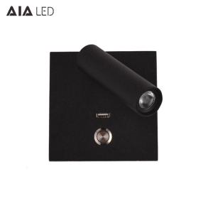 China Nordic hotel engineering bedroom embedded bedside USB charging LED reading wall lamp with switch square multi-function on sale