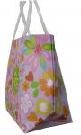 Eco-friendly Recyclable Flowers Purple PP Woven Shopping Bag With PVC Handle