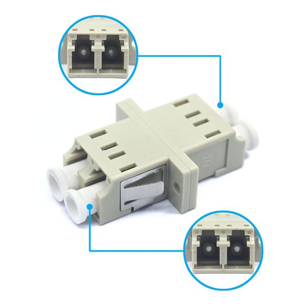 Grey LC PC Multimode Duplex Adapter with Flange