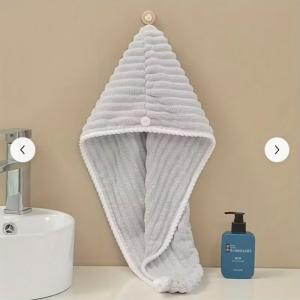 Coral Fleece Microfiber Hair Wrap with Adorable Candy Bar Pattern Prevents Frizz