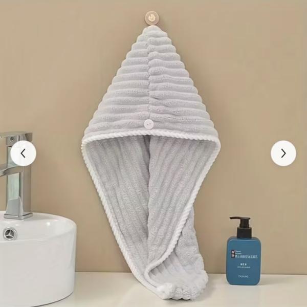 Coral Fleece Microfiber Hair Wrap with Adorable Candy Bar Pattern Prevents Frizz