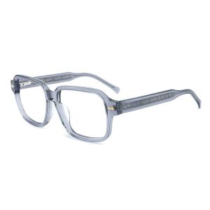 CNC Milling Square Acetate Material Glasses Gray Clear Lens Thick