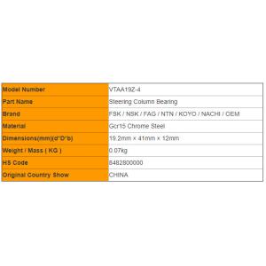 Radial Load VTAA19Z-4 Steering Column Bearing Single Row for Automobile