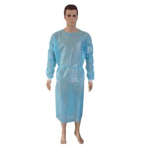 Disposable Non Woven Isolation Gown Elastic Knitted Cuff Button Neck Style